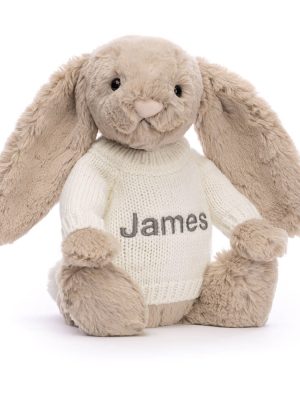 Bashful Beige Bunny with Personalized Cream Jumper