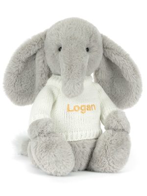 Bashful Luxe Elephant Thuddeus with Personalized Cream Jumper