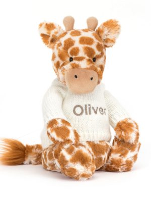 Bashful Giraffe with Personalized Cream Jumper