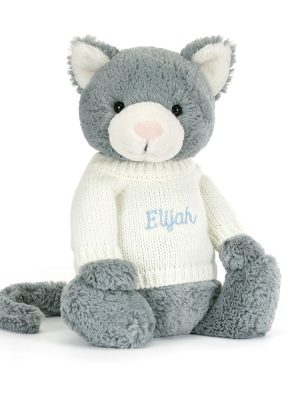 Bashful Kitten with Personalized Cream Jumper