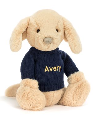 Bashful Luxe Puppy Orlando with Personalized Navy Jumper